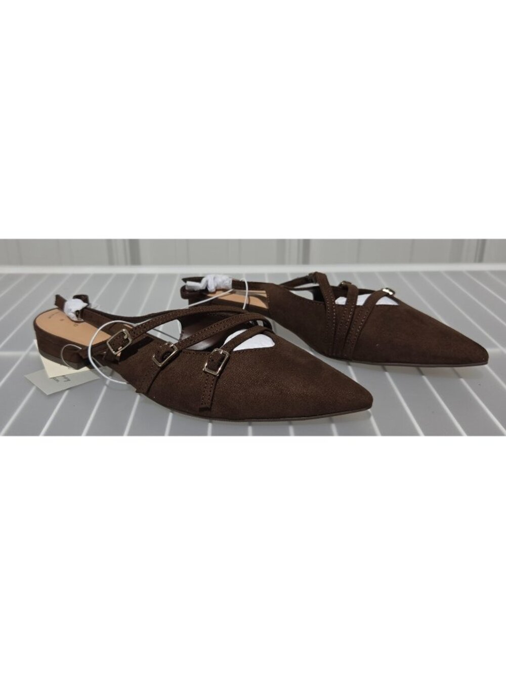 A New Day Twiggy Brown Faux Suede Slingback Mini Heel Flats -- Women's Size 10